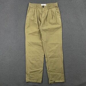 Wax London Pants Mens size 32x30 Chino Trousers Pleated Cotton Green Preppy